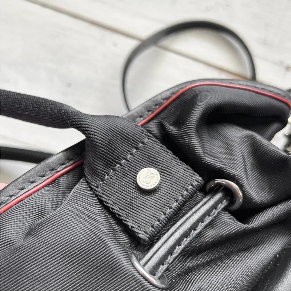 LANCEL "Miss Lancel" Black Leather /Nylon Handbag Hobo Purse Bucket Bag Paris - Picture 7 of 16